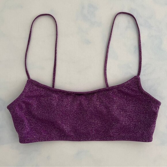 Triangl Purple Sparkly Plum Mica Swim Bikini Top - Picture 1 of 6